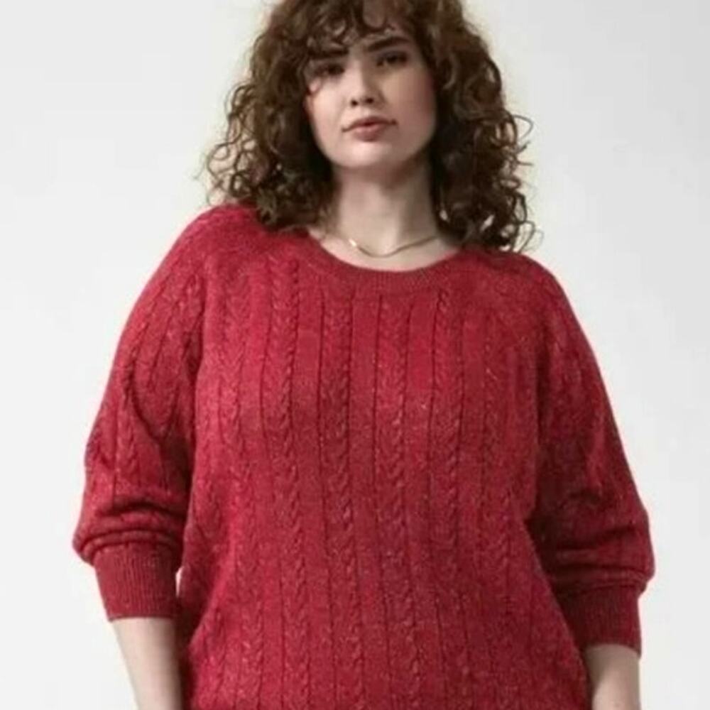 Athleta NWT Plus Size Red Crossroads Crew Sweater